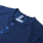Short Sleeve Indigo Dyed Henley Tee-VELVA SHEEN-UNTOUCHED IDENTITY