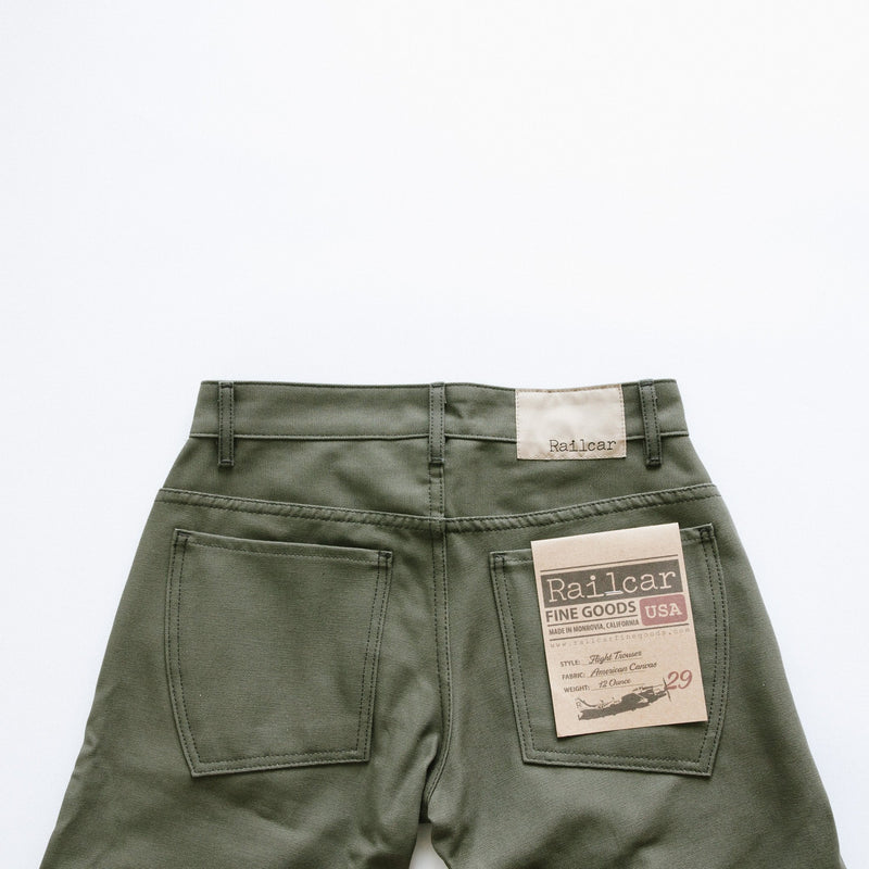 American Duck Canvas Flight Trousers Olive-RAILCAR-UNTOUCHED IDENTITY