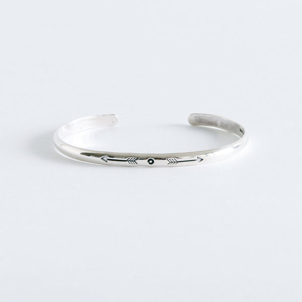 Arrow and Feather Round Silver Bangle-NORTH WORKS-UNTOUCHED IDENTITY