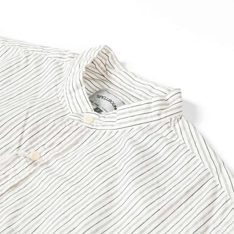 Band Collar Striped Shirt-SPELLBOUND-UNTOUCHED IDENTITY