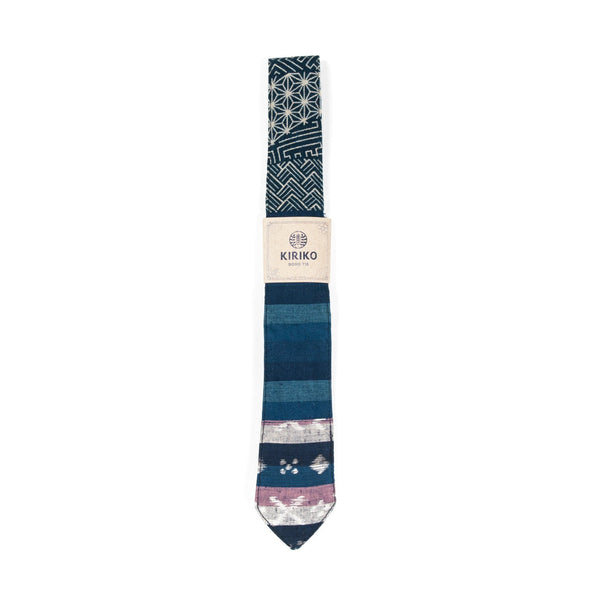 Blue Stripes Boro Tie-KIRIKO-UNTOUCHED IDENTITY