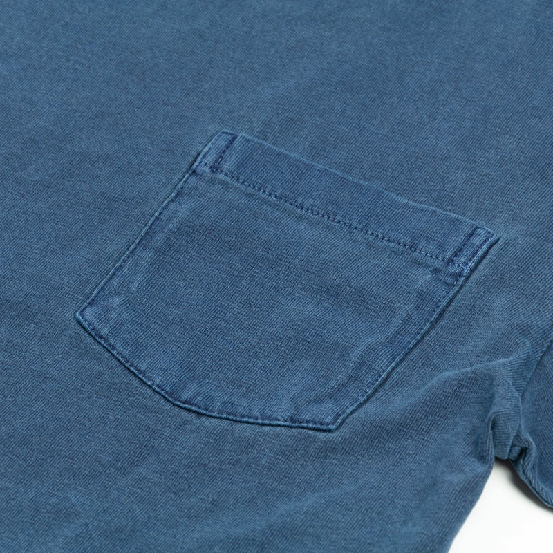 Crew Neck Pigment Dyed Pocket Tee Navy-VELVA SHEEN-UNTOUCHED IDENTITY