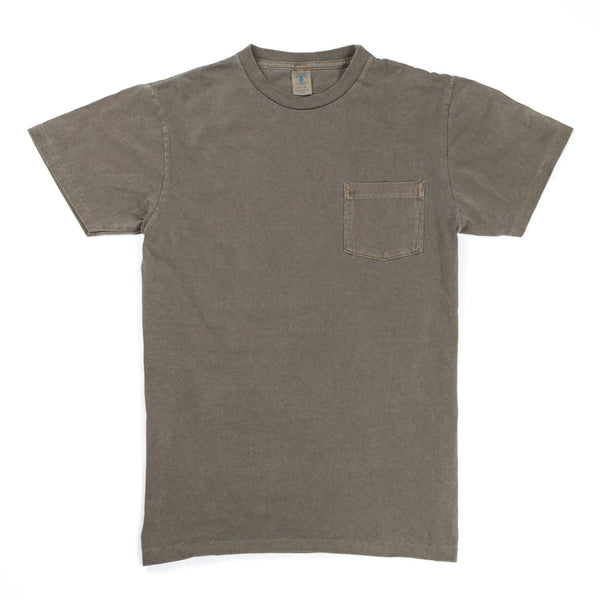 Crew Neck Pigment Dyed Pocket Tee Olive-VELVA SHEEN-UNTOUCHED IDENTITY