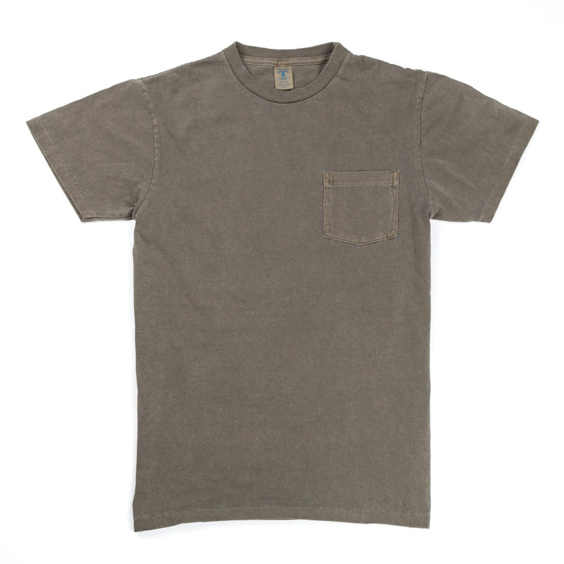 Crew Neck Pigment Dyed Pocket Tee Olive-VELVA SHEEN-UNTOUCHED IDENTITY