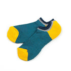 Half Pile Cotton-Blend Sneaker Socks Blue Yellow-CUSHMAN-UNTOUCHED IDENTITY