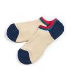 Half Pile Cotton-Blend Sneaker Socks Cream Navy-CUSHMAN-UNTOUCHED IDENTITY
