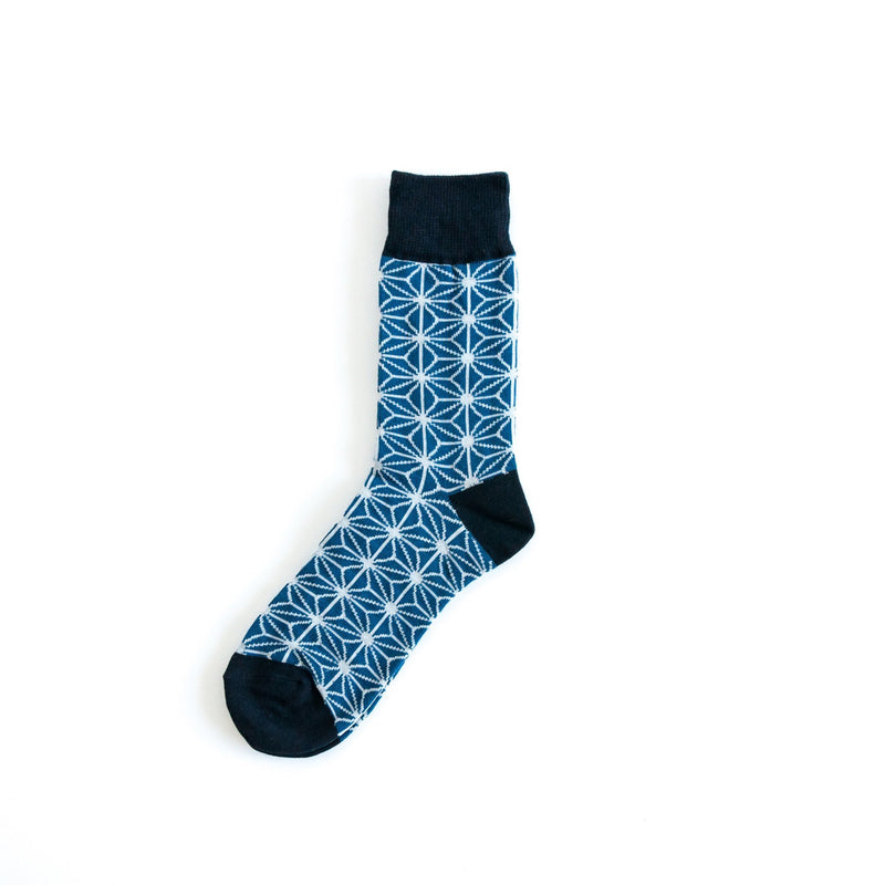 Japanese Patterned Asanoha Socks Blue and White-KIRIKO-UNTOUCHED IDENTITY