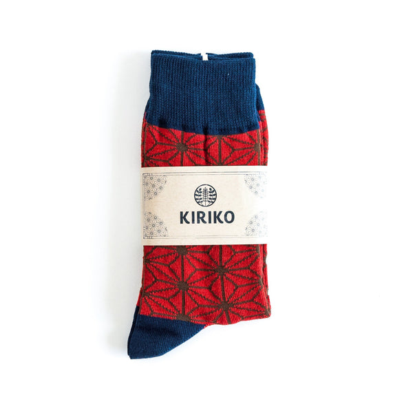 Japanese Patterned Asanoha Socks Red and Navy-KIRIKO-UNTOUCHED IDENTITY