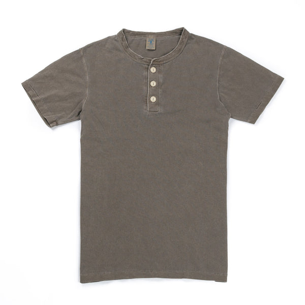 Pigment Dyed Henley Tee Olive-VELVA SHEEN-UNTOUCHED IDENTITY