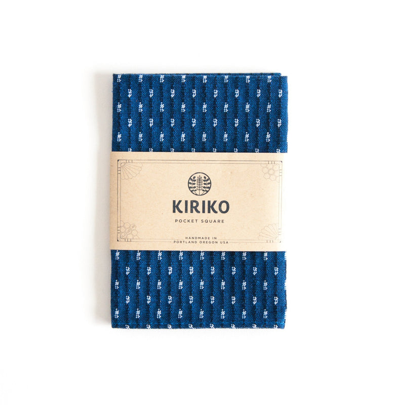 Pocket Square Blue Kasuri-Ori-KIRIKO-UNTOUCHED IDENTITY
