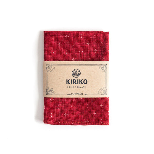 Pocket Square Red Kagasuri-KIRIKO-UNTOUCHED IDENTITY