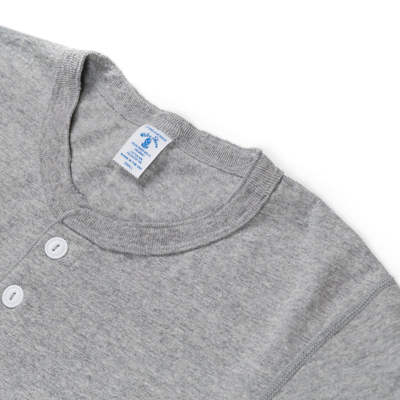 Short Sleeve Henley Tee Heather Grey-VELVA SHEEN-UNTOUCHED IDENTITY