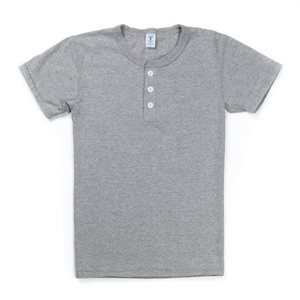 Short Sleeve Henley Tee Heather Grey-VELVA SHEEN-UNTOUCHED IDENTITY