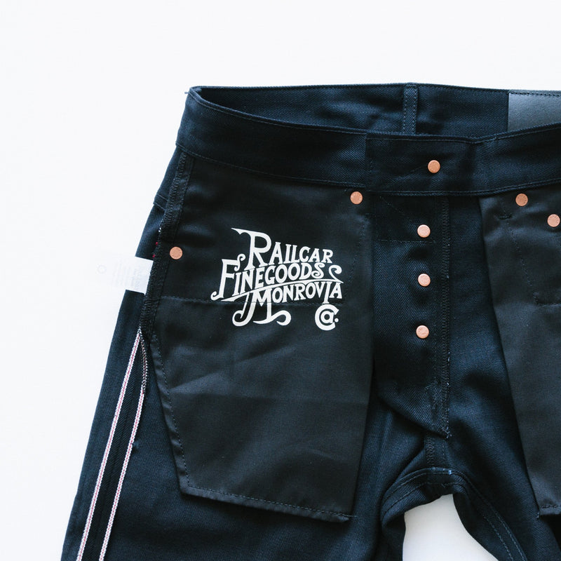 Spikes X026 13oz Slim Straight Black Japanese Selvedge Denim Jeans-RAILCAR-UNTOUCHED IDENTITY