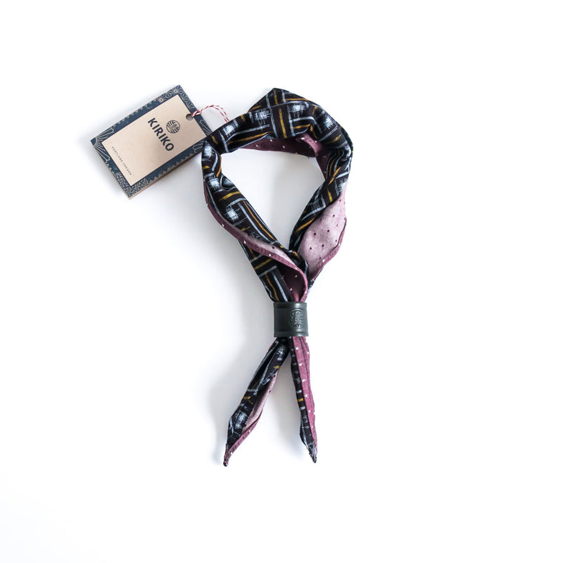 Split Neckerchief Burgundy Dots & Vintage Black-KIRIKO-UNTOUCHED IDENTITY