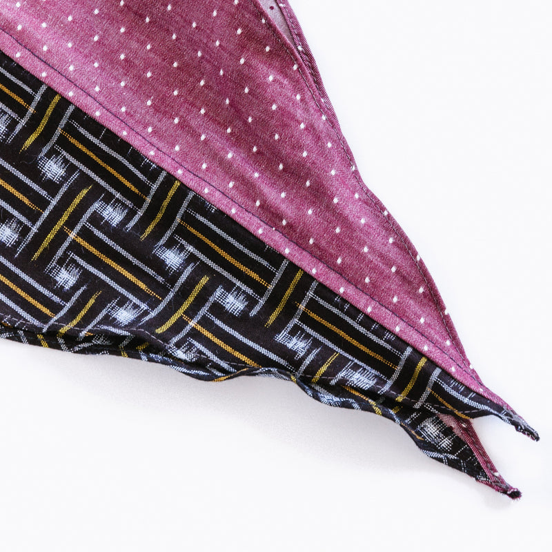 Split Neckerchief Burgundy Dots & Vintage Black-KIRIKO-UNTOUCHED IDENTITY