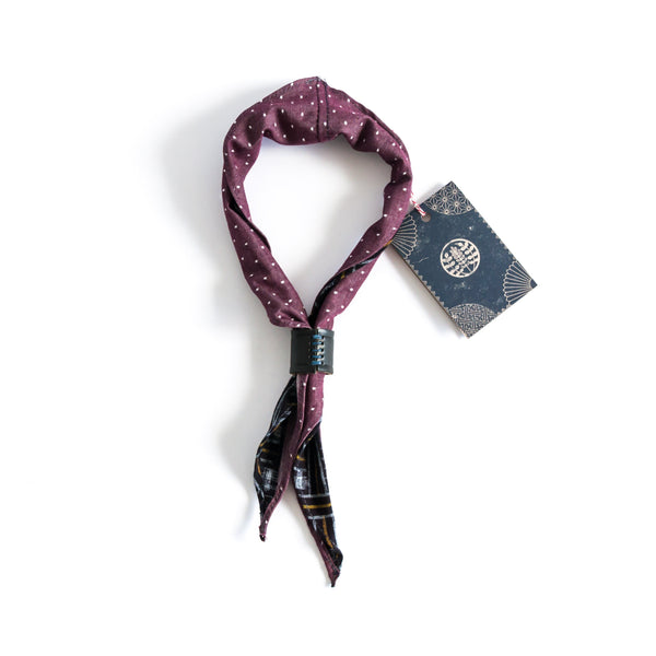 Split Neckerchief Burgundy Dots & Vintage Black-KIRIKO-UNTOUCHED IDENTITY