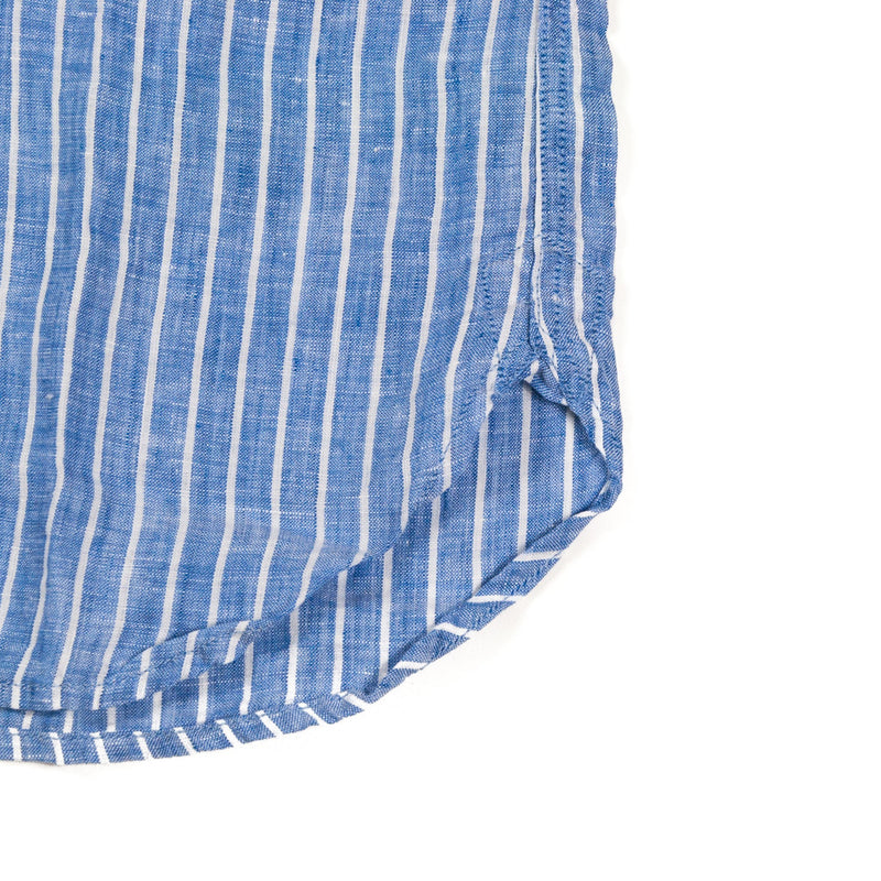 Stand-Collar Striped Herdmans Linen Shirt-OMNIGOD-UNTOUCHED IDENTITY